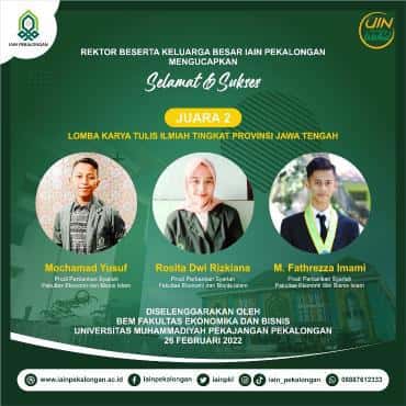 Mahasiswa IAIN Pekalongan Raih Juara 2 Lomba Karya Tulis Ilmiah